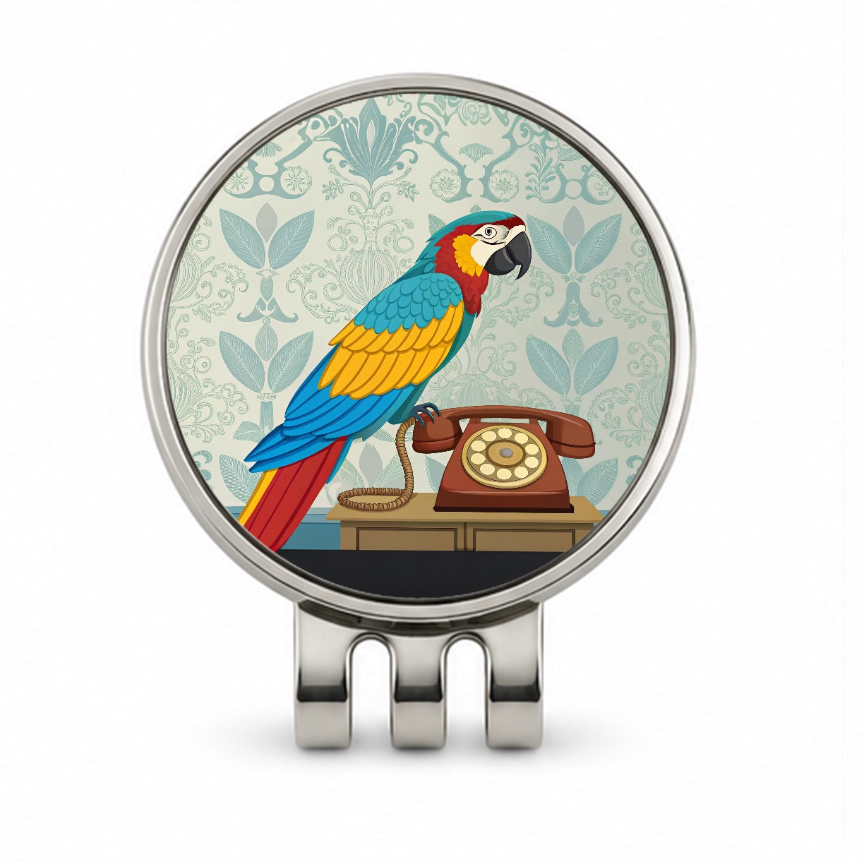 Retro Macaw Colorful Bird Golf Hat Clip with Ball Marker