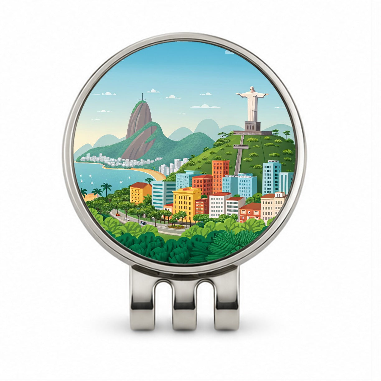Rio De Janeiro Brazil Travel Drawing Golf Hat Clip with Ball Marker