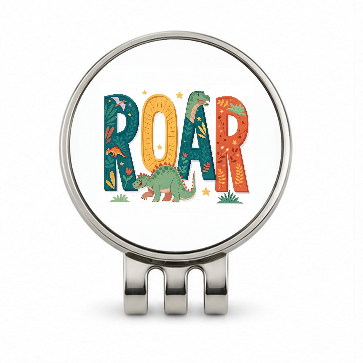 Roar Bold Colorful Dinosaurs Cute Golf Hat Clip with Ball Marker