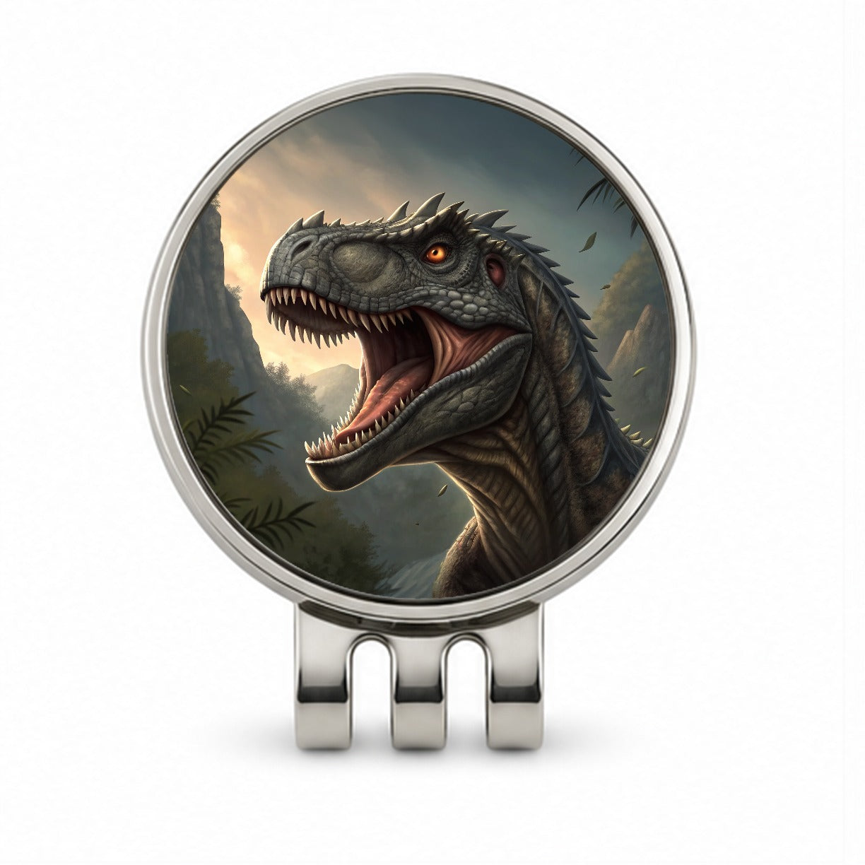 Roaring Allosaurus Dinosaur Golf Hat Clip with Ball Marker