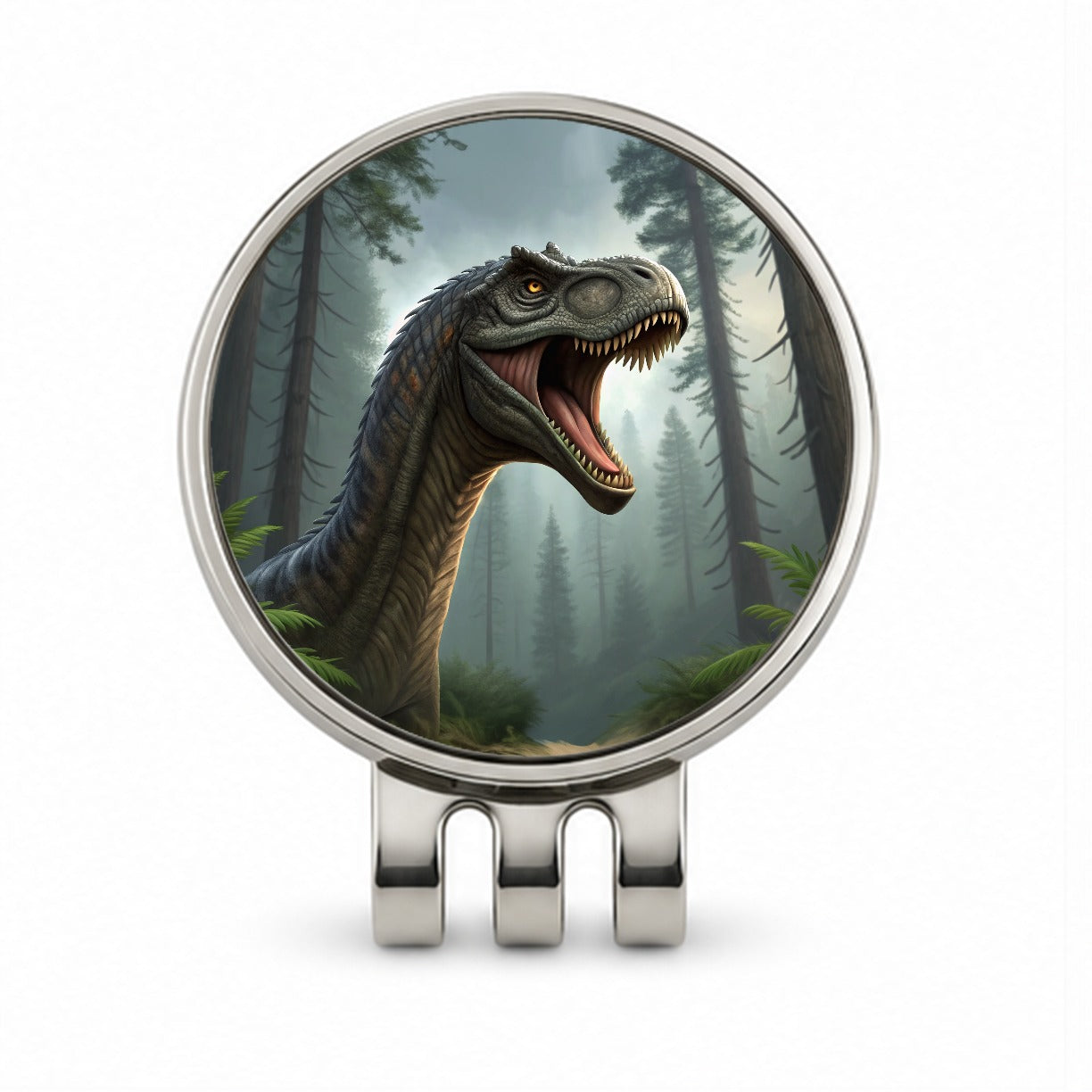 Roaring Brachiosaurus Dinosaur Golf Hat Clip with Ball Marker