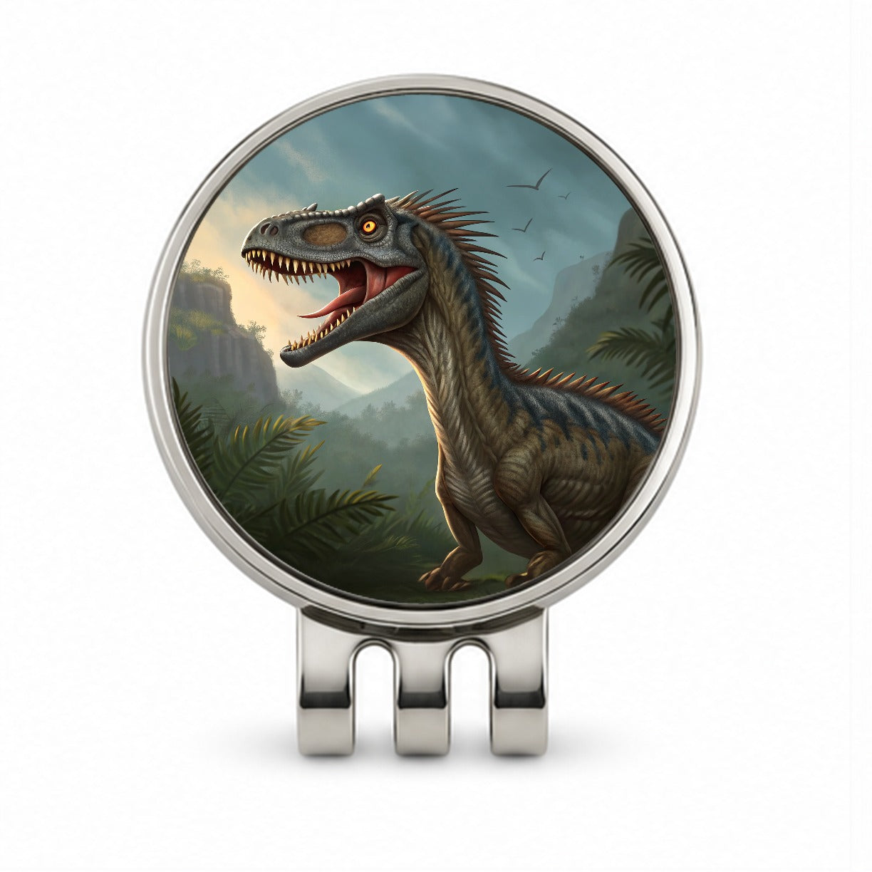 Roaring Eoraptor Dinosaur Golf Hat Clip with Ball Marker