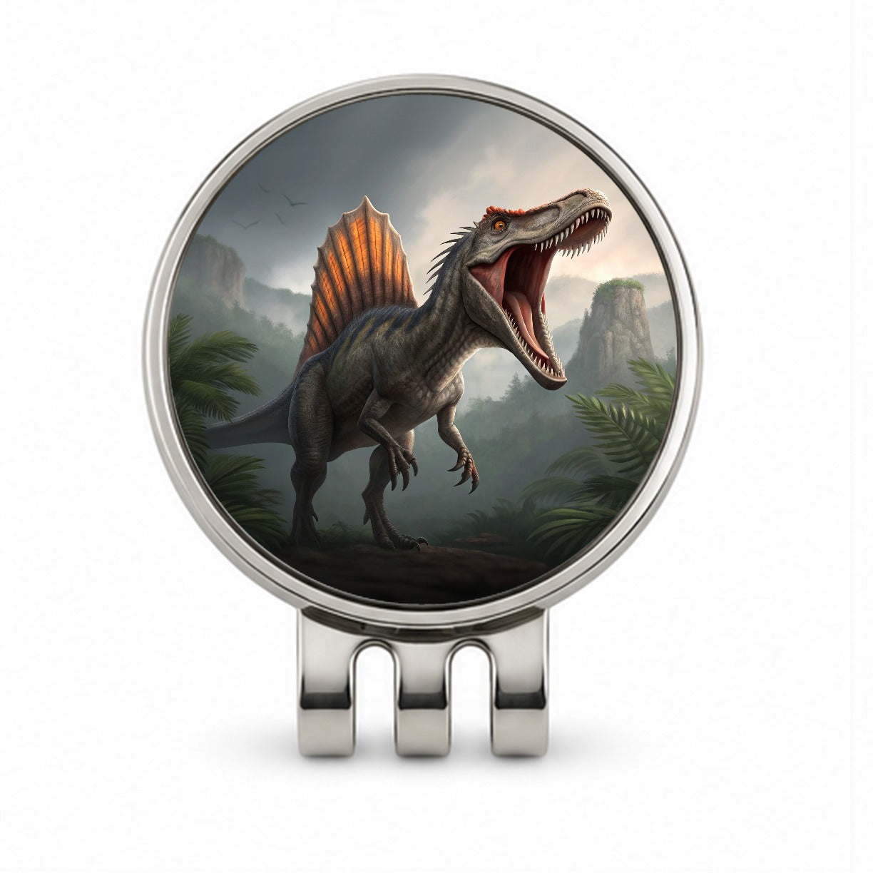 Roaring Spinosaurus Dinosaur Scary Golf Hat Clip with Ball Marker