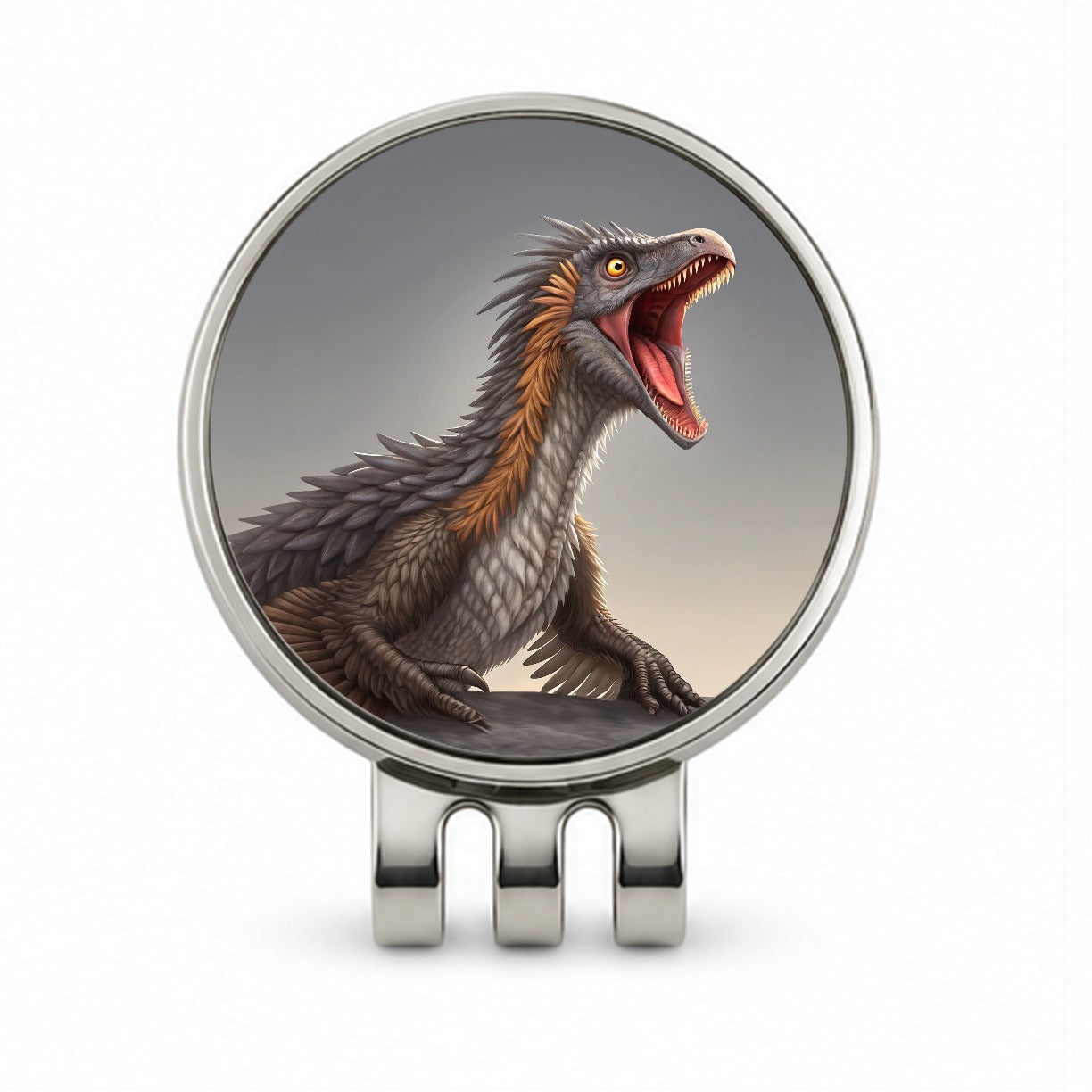Roaring Therizinosaurus Dinosaur Scary Golf Hat Clip with Ball Marker