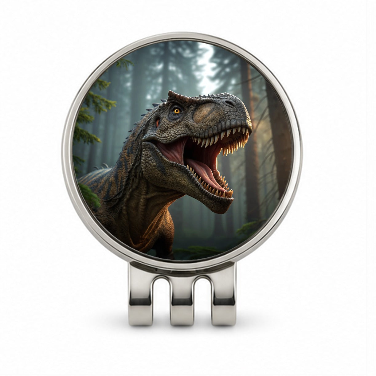 Roaring Tyrannosaurus Rex Dinosaur Scary Golf Hat Clip with Ball Marker