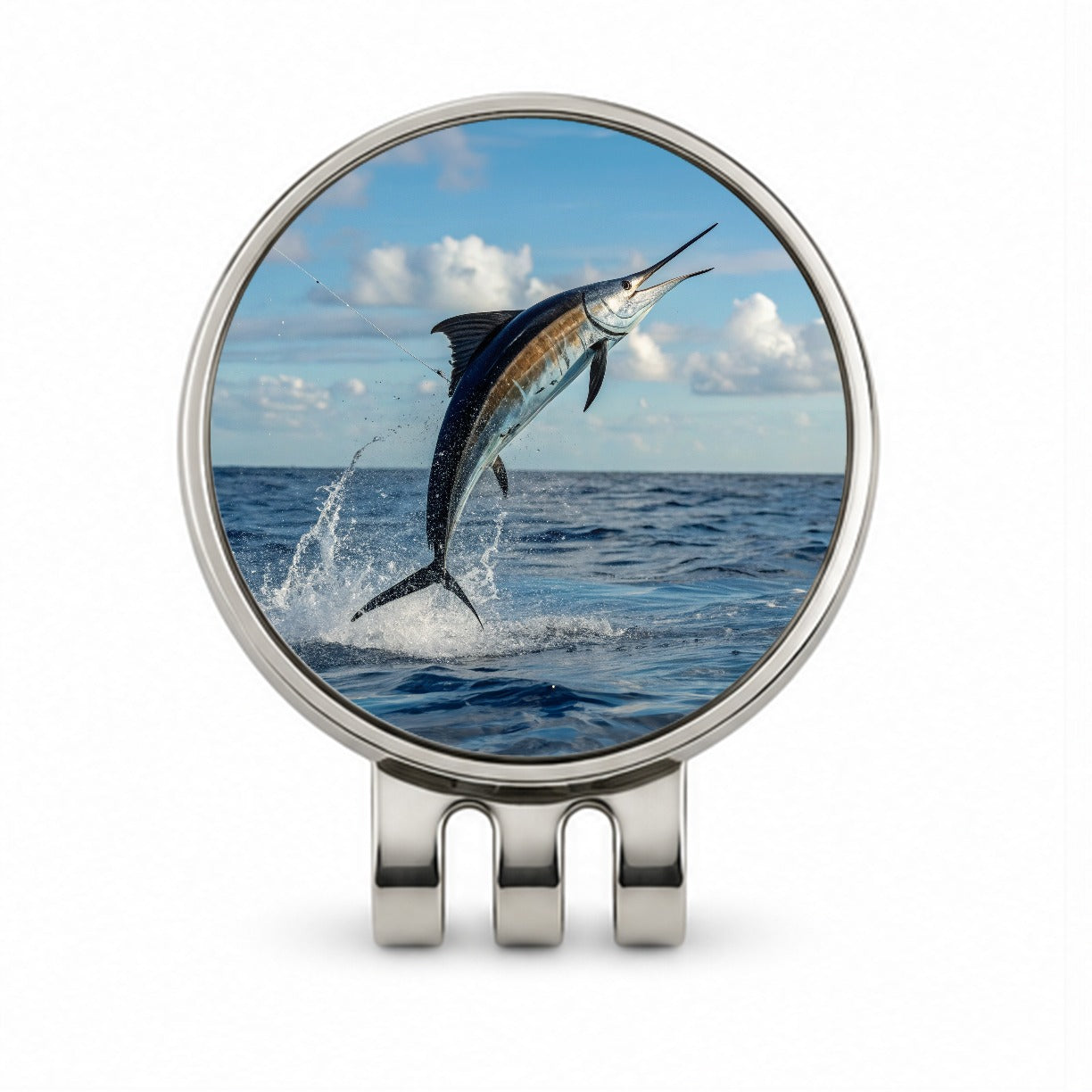 Sailfish Jumping Sea Fishing Golf Hat Clip with Ball Marker