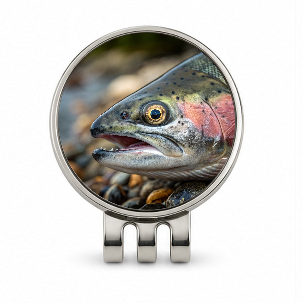 Salmon Fish Eye Close Up Fishing Golf Hat Clip with Ball Marker