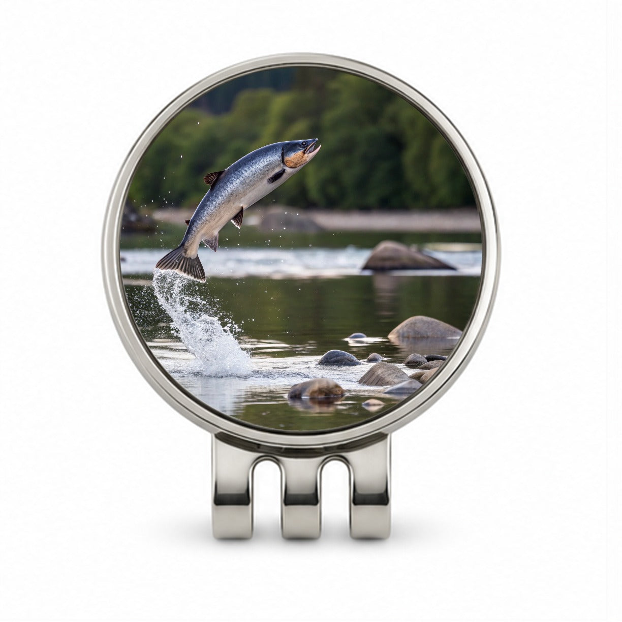 Salmon Fish Jumping Fishing Golf Hat Clip with Ball Marker