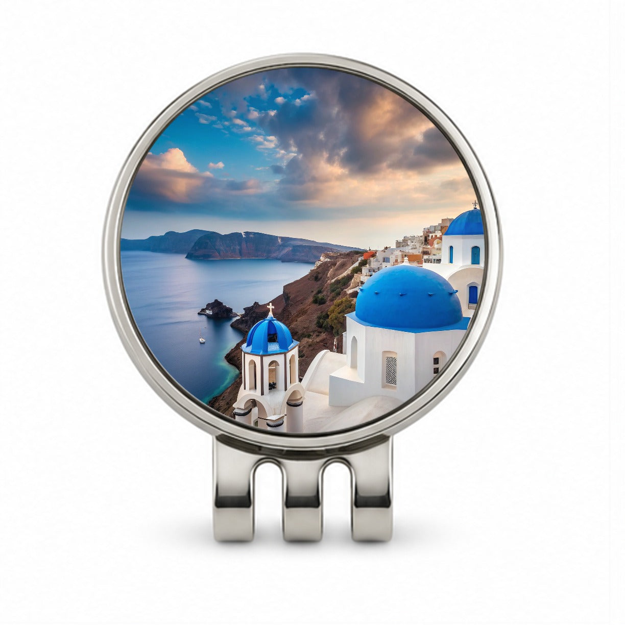 Santorini Greece Travel Beautiful Golf Hat Clip with Ball Marker