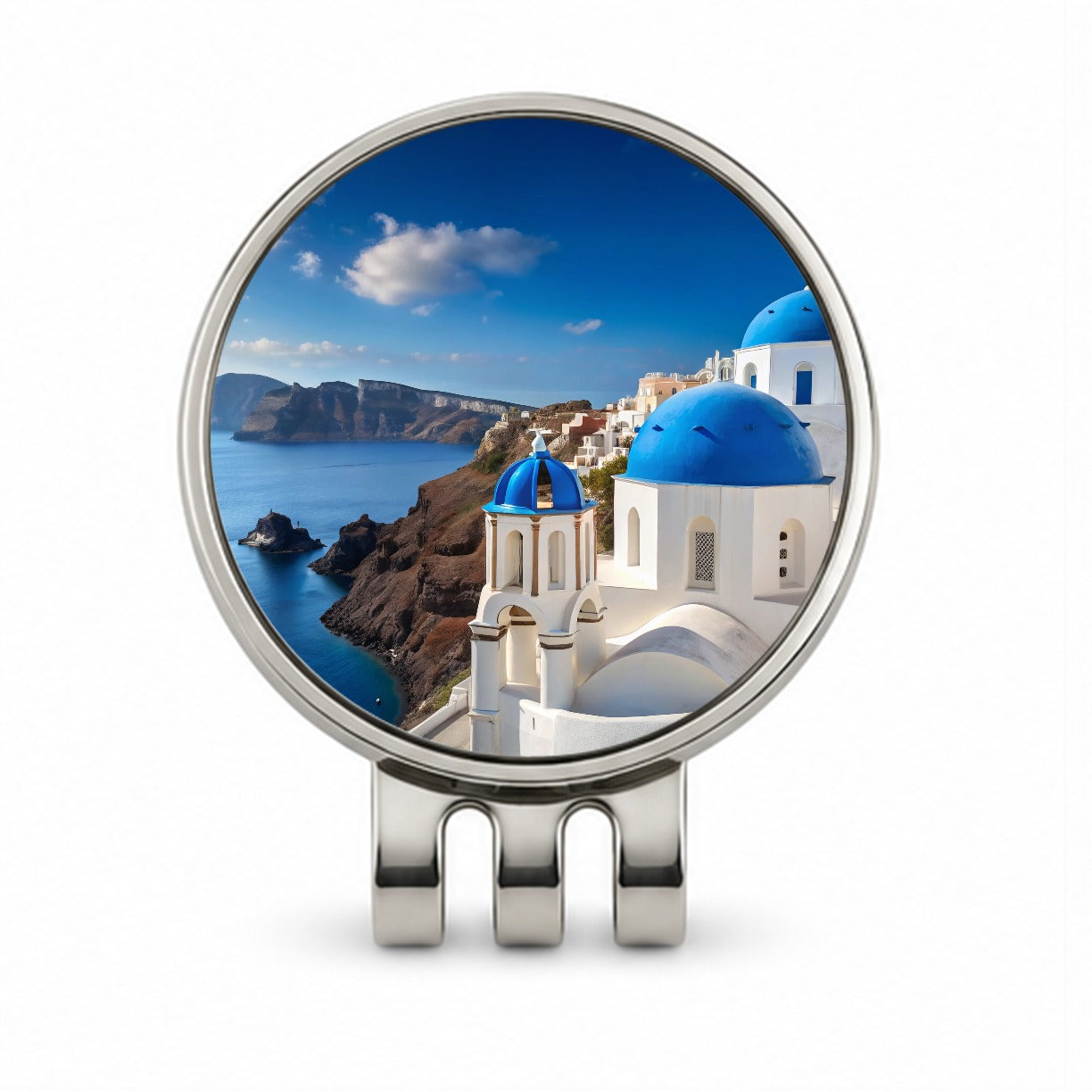 Santorini Greece Travel Stunning Golf Hat Clip with Ball Marker