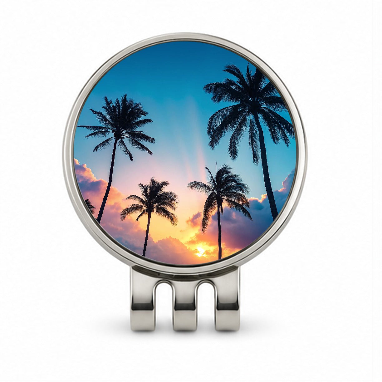Silhouetted Palm Trees Beautiful Sky Golf Hat Clip with Ball Marker