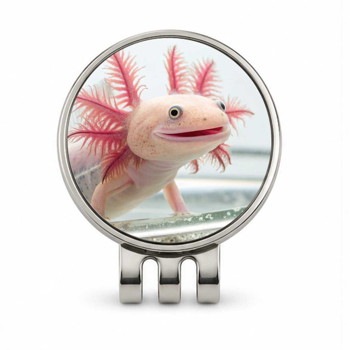 Smiling Axolotl Cute Funny Golf Hat Clip with Ball Marker