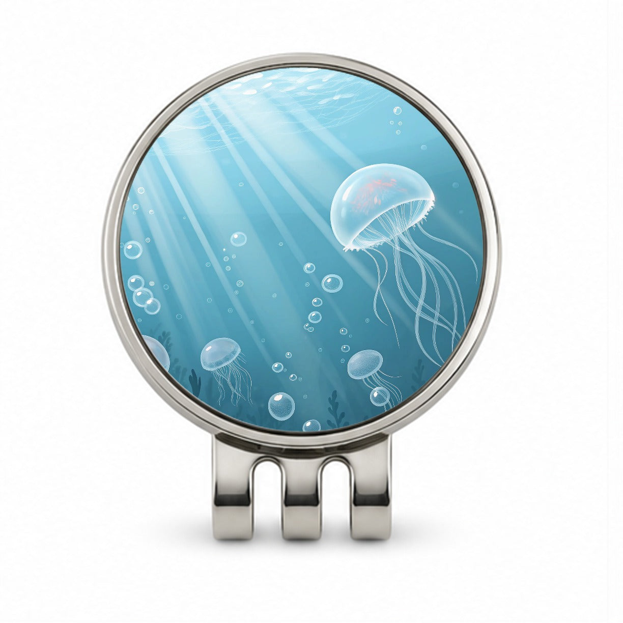 Soft Blue Tones Floating Jellyfish Bubbles Ocean Golf Hat Clip with Ball Marker