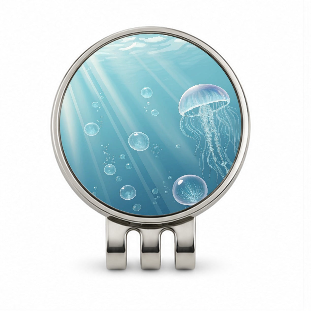 Soft Blue Tones Jellyfish Ocean Sea Golf Hat Clip with Ball Marker