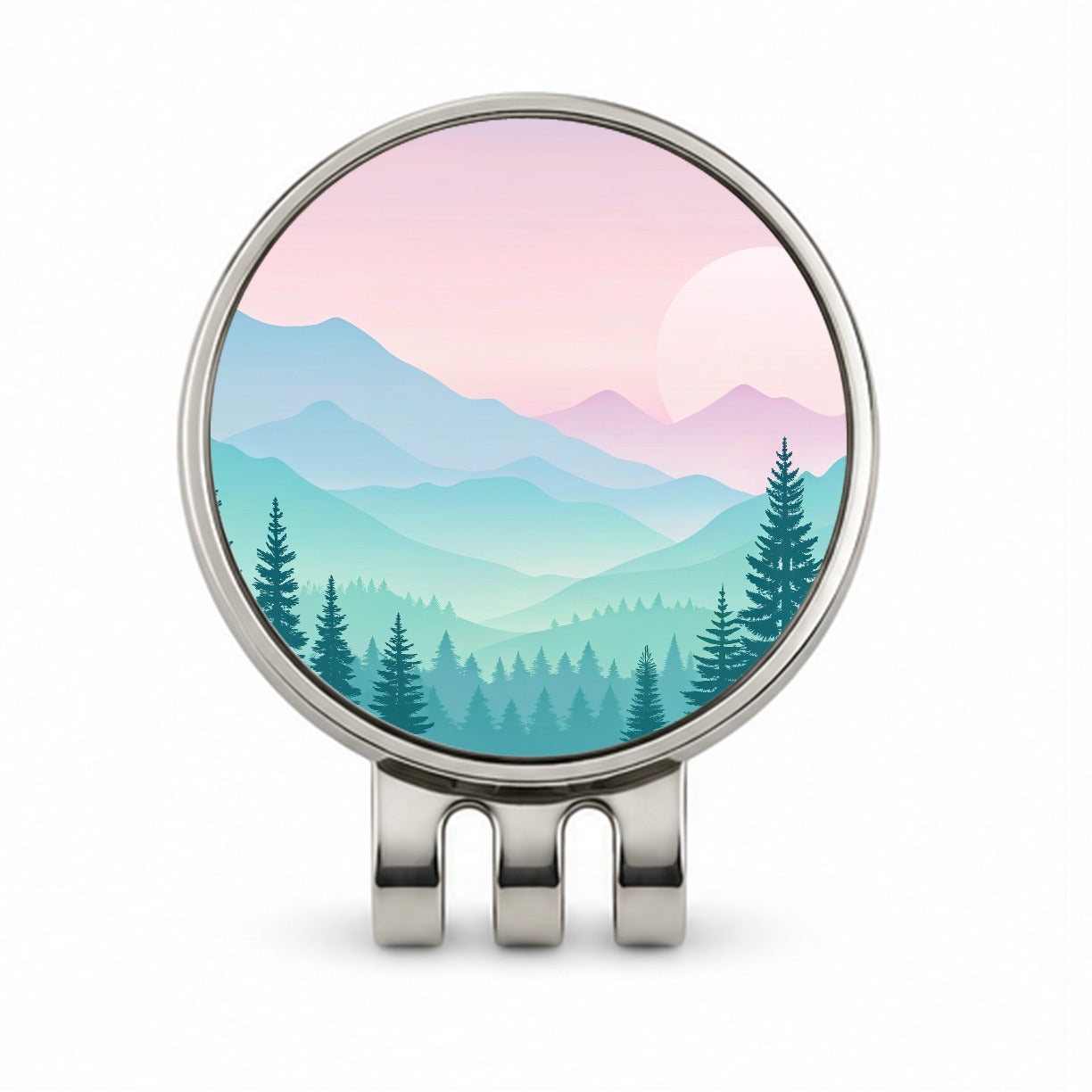 Soft Gradient Pastels Mountains Golf Hat Clip with Ball Marker