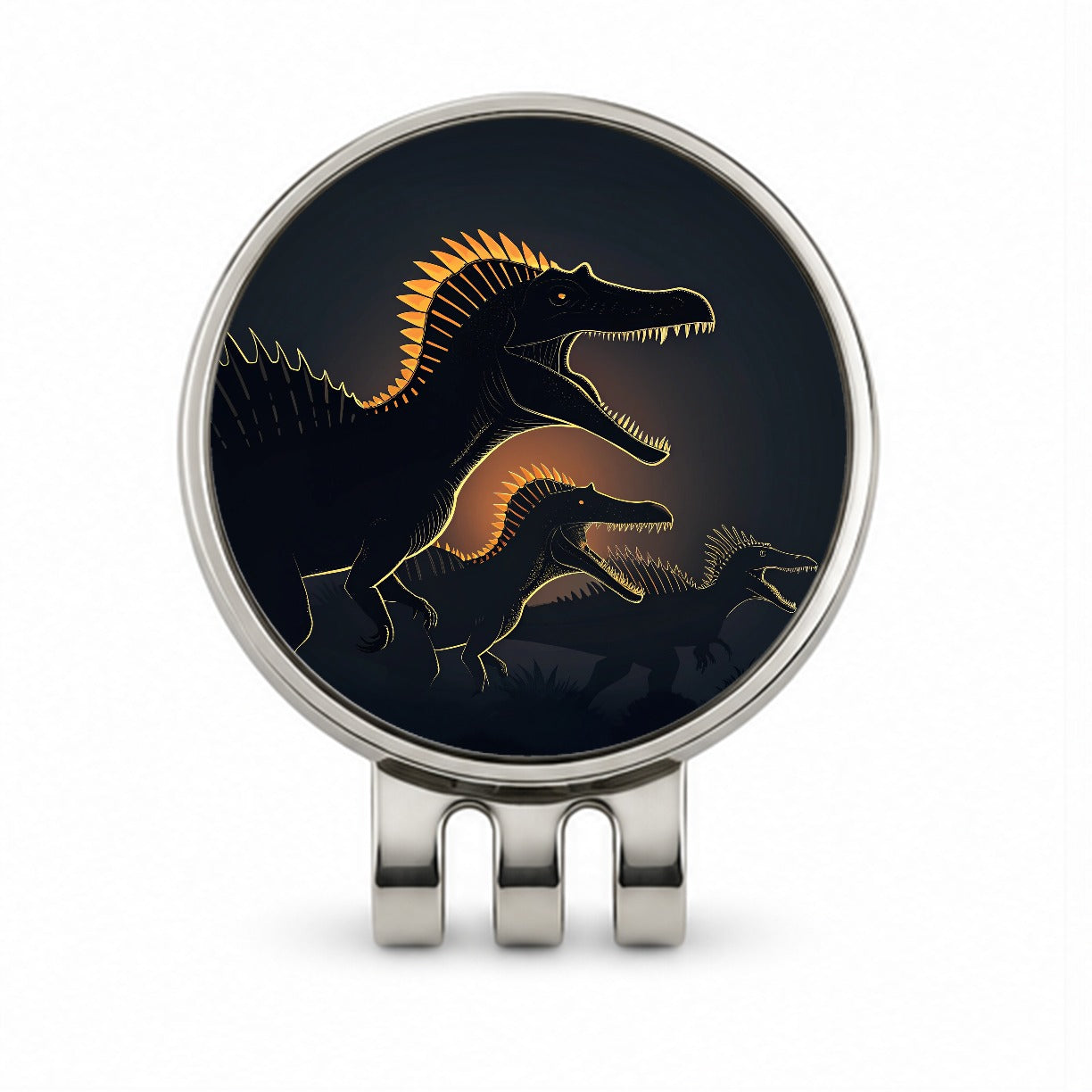 Spinosaurus Silhouettes Night Dinosaurs Golf Hat Clip with Ball Marker