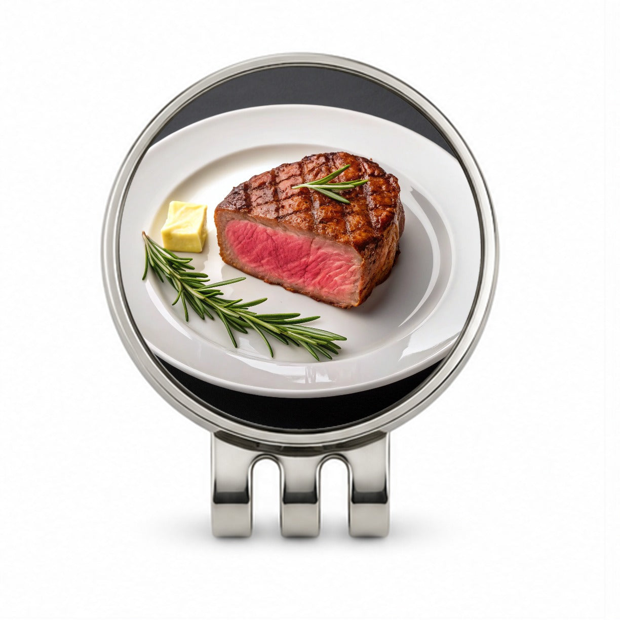 Steak Dinner On Plate Golf Hat Clip with Ball Marker