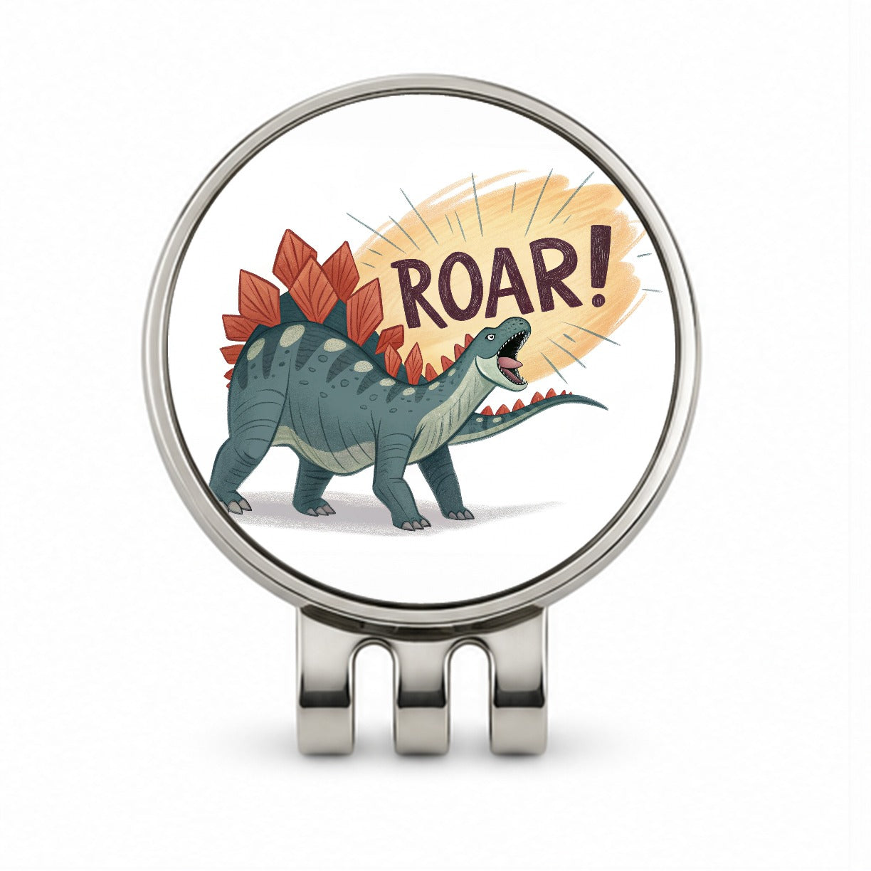 Stegosaurus Roar Dinosaur Golf Hat Clip with Ball Marker