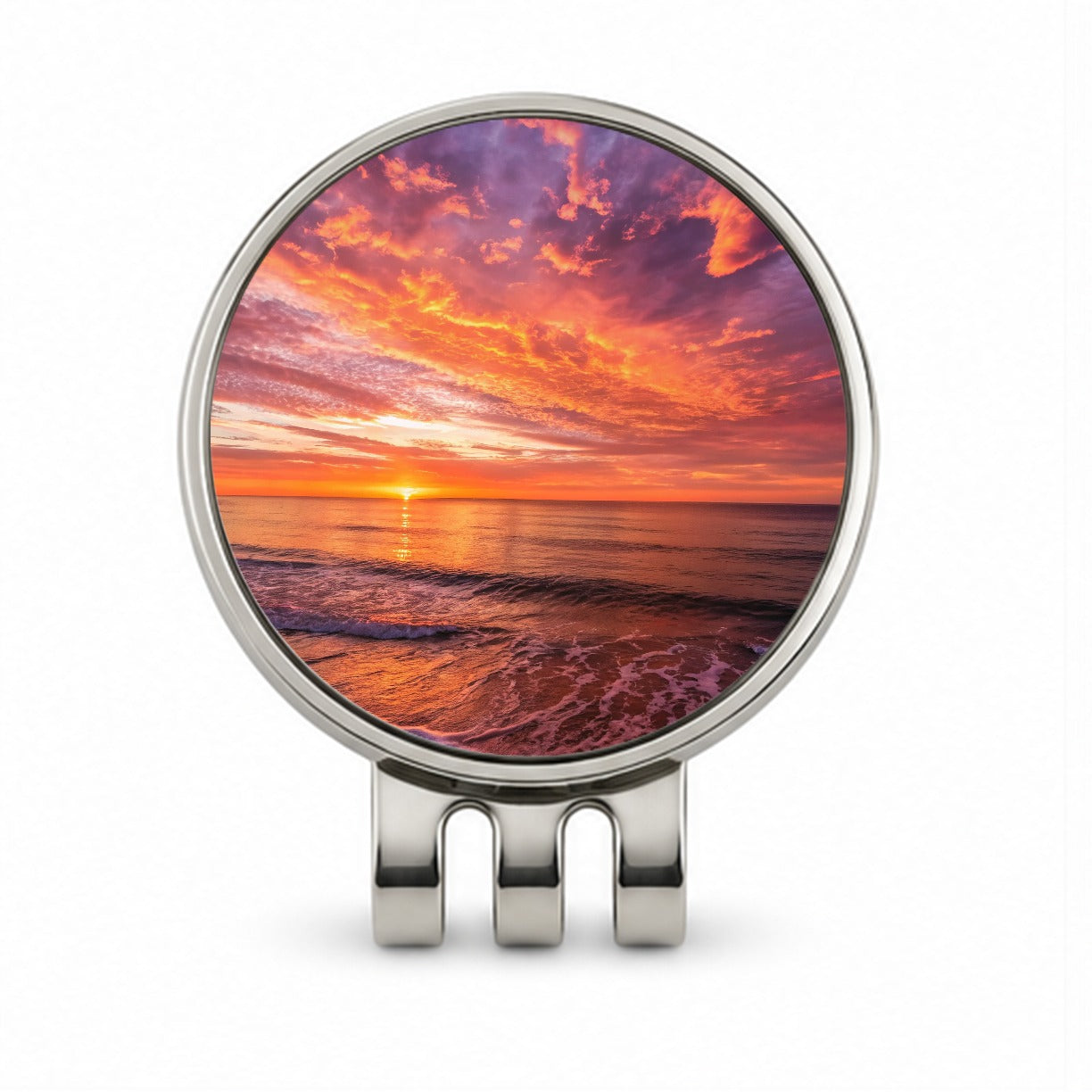 Sunrise Sunset Over The Ocean Golf Hat Clip with Ball Marker