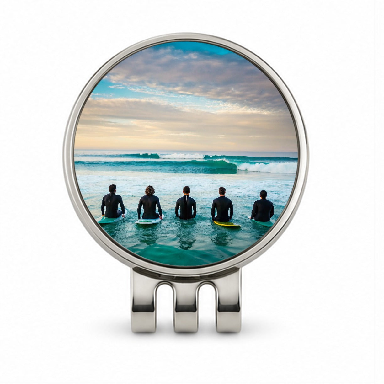 Surfing Surfers Surfboards Lineup Ocean Golf Hat Clip with Ball Marker