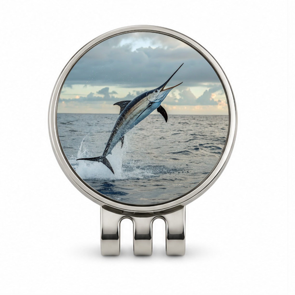 Swordfish Jumping Fishing Golf Hat Clip with Ball Marker