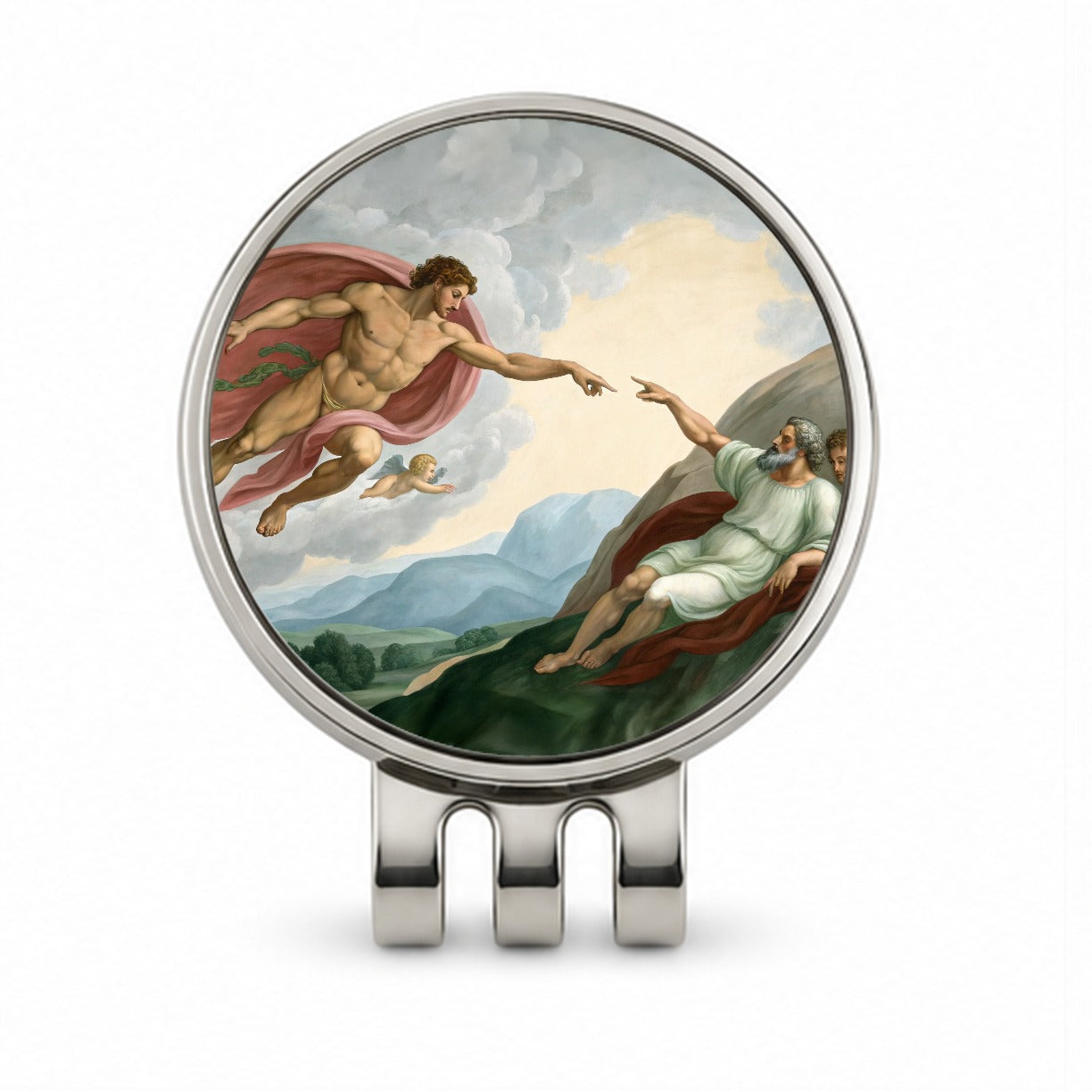 The Creation Of Adam By Michelangelo Inspired Golf Hat Clip with Ball Marker