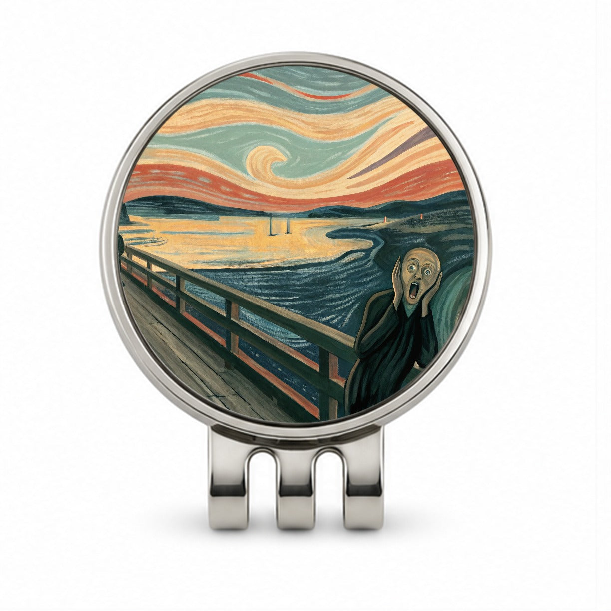 The Scream By Edvard Munch Parody Golf Hat Clip with Ball Marker
