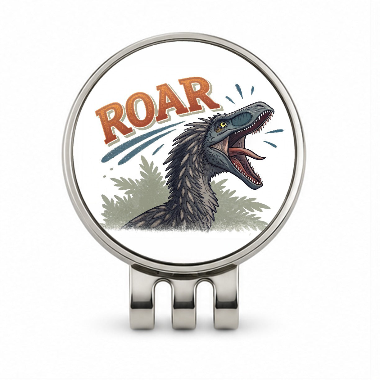 Therizinosaurus Roar Bold Dinosaur Golf Hat Clip with Ball Marker