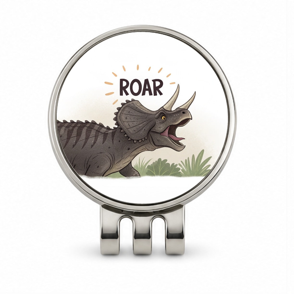Triceratops Roar Dinosaur Golf Hat Clip with Ball Marker