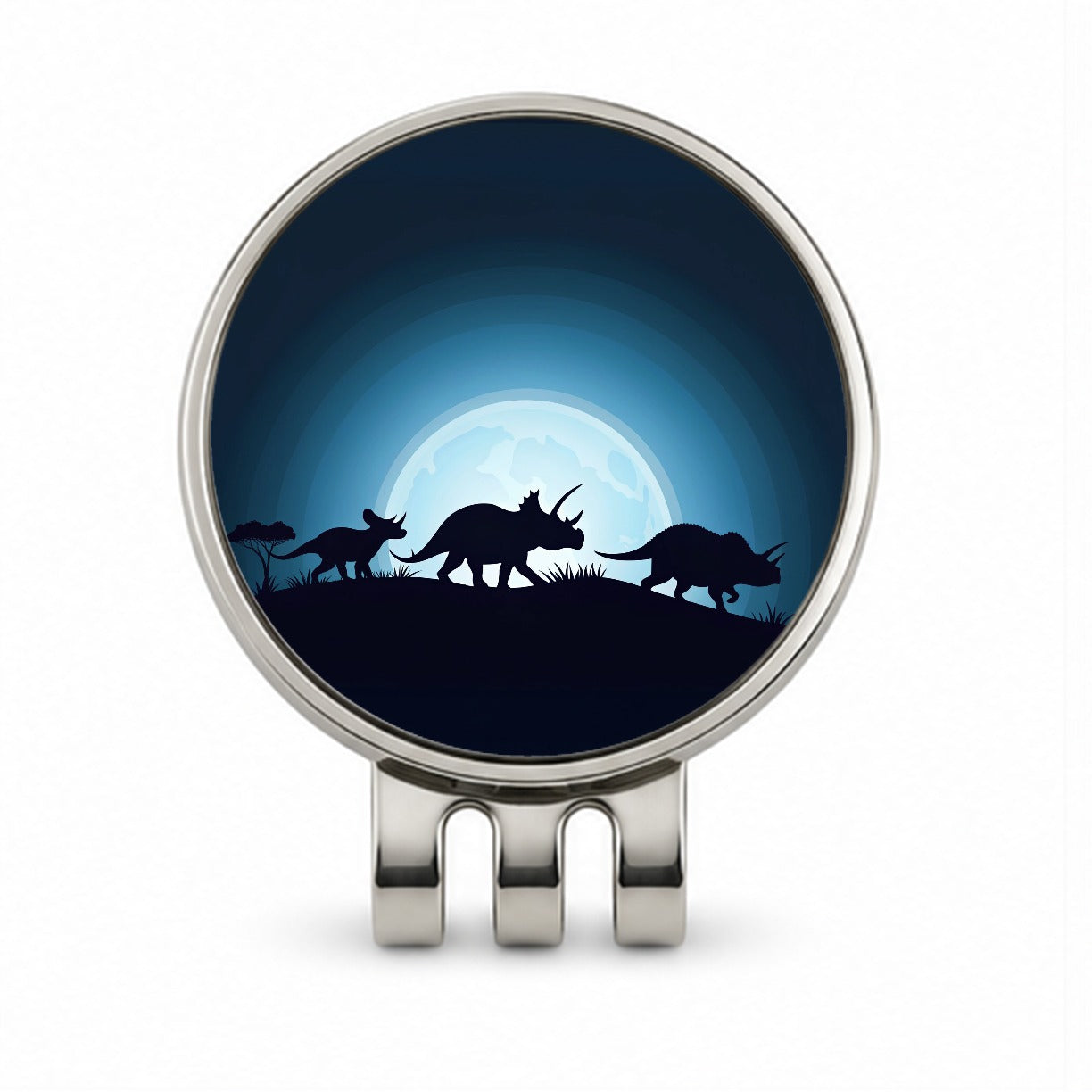 Triceratops Silhouettes Dinosaur Golf Hat Clip with Ball Marker