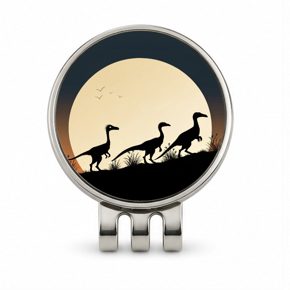 Troodon Silhouettes Dinosaurs Golf Hat Clip with Ball Marker