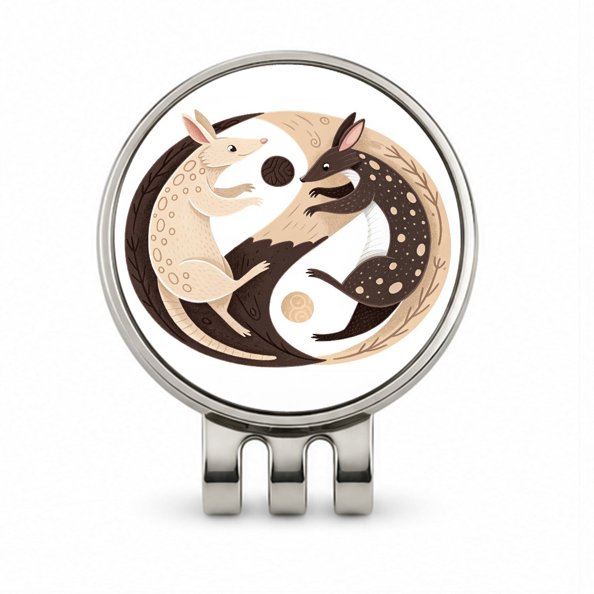 Two Aardvarks Yin Yang Golf Hat Clip with Ball Marker