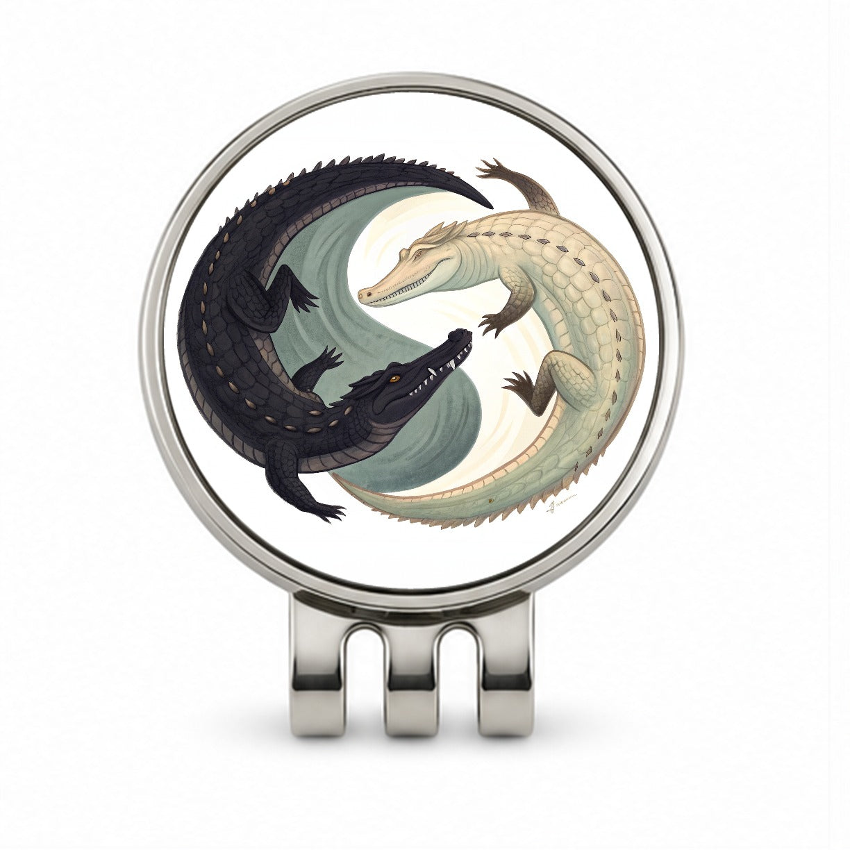 Two Alligators Yin Yang Golf Hat Clip with Ball Marker