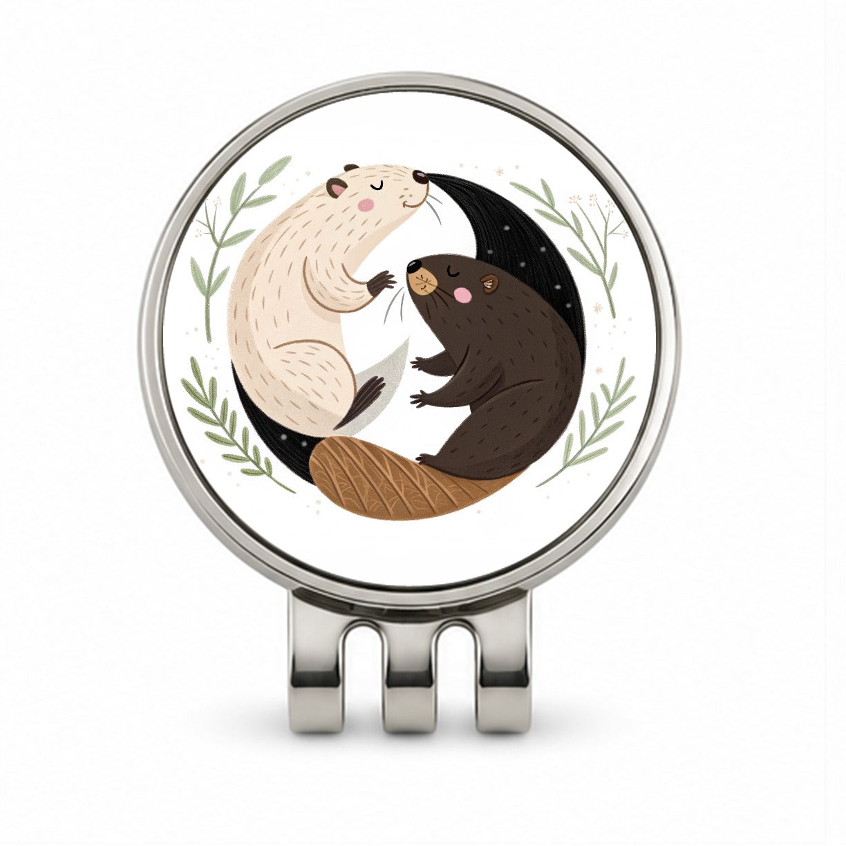 Two Beavers Yin Yang Cute Golf Hat Clip with Ball Marker
