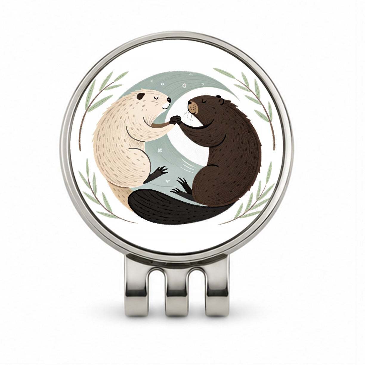 Two Beavers Yin Yang Golf Hat Clip with Ball Marker
