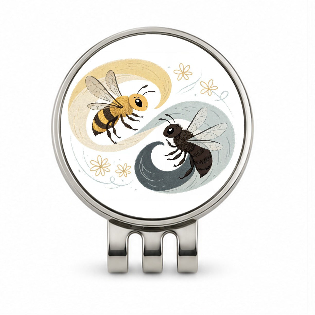 Two Bees Yin Yang Golf Hat Clip with Ball Marker