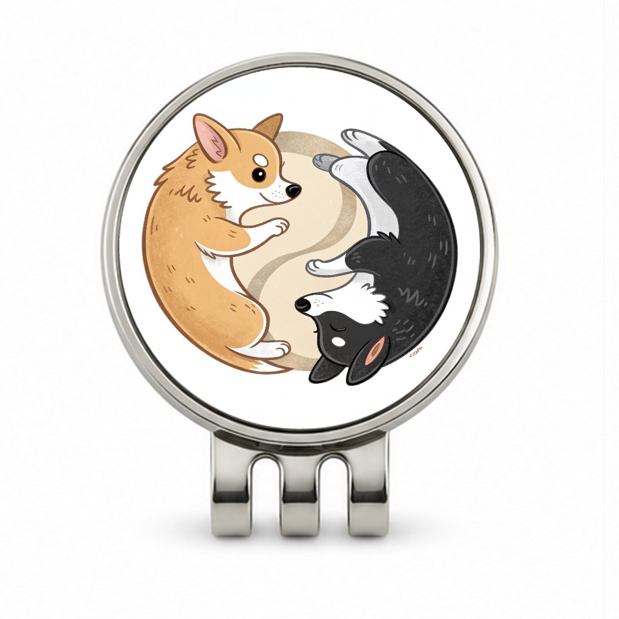 Two Corgis Yin Yang Dogs Cute Golf Hat Clip with Ball Marker