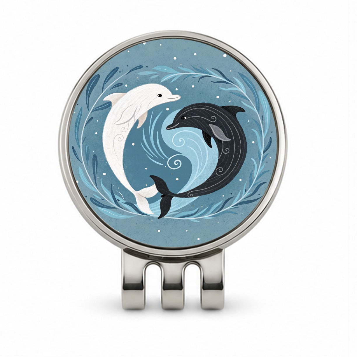 Two Dolphins Yin Yang Golf Hat Clip with Ball Marker