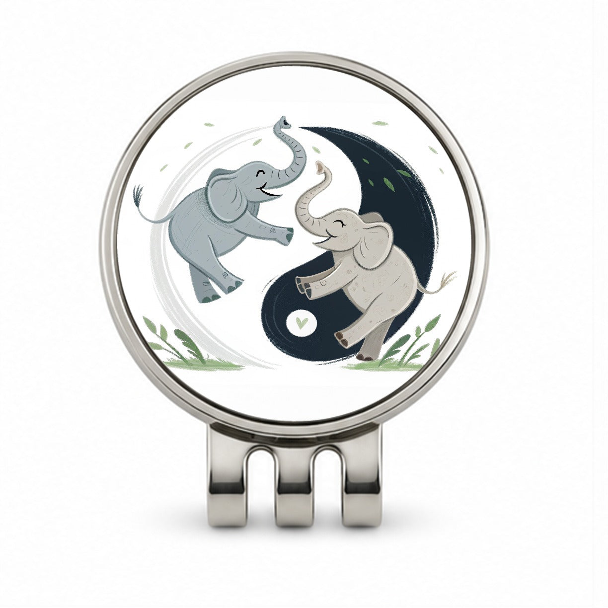 Two Elephants Yin Yang Cute Golf Hat Clip with Ball Marker
