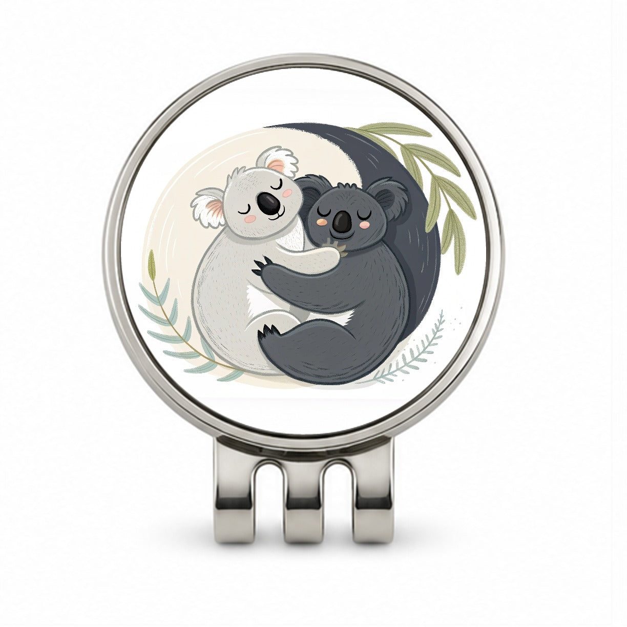 Two Koalas Yin Yang Golf Hat Clip with Ball Marker