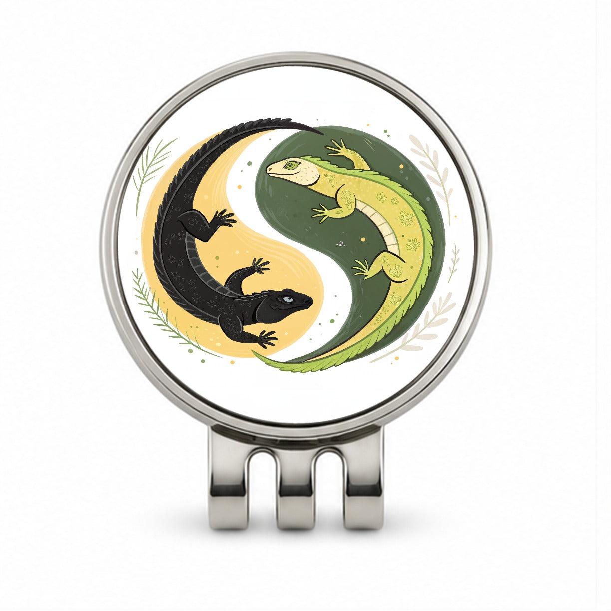 Two Komodo Dragons Yin Yang Golf Hat Clip with Ball Marker