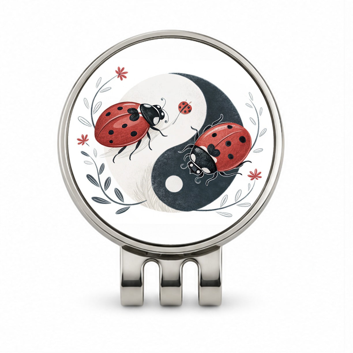 Two Ladybugs Yin Yang Cute Golf Hat Clip with Ball Marker