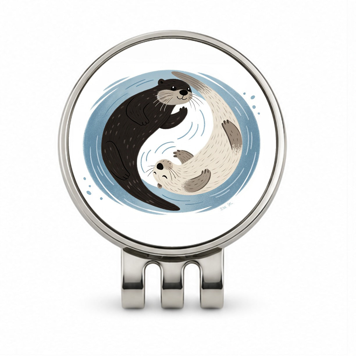 Two Otters Yin Yang Cute Golf Hat Clip with Ball Marker