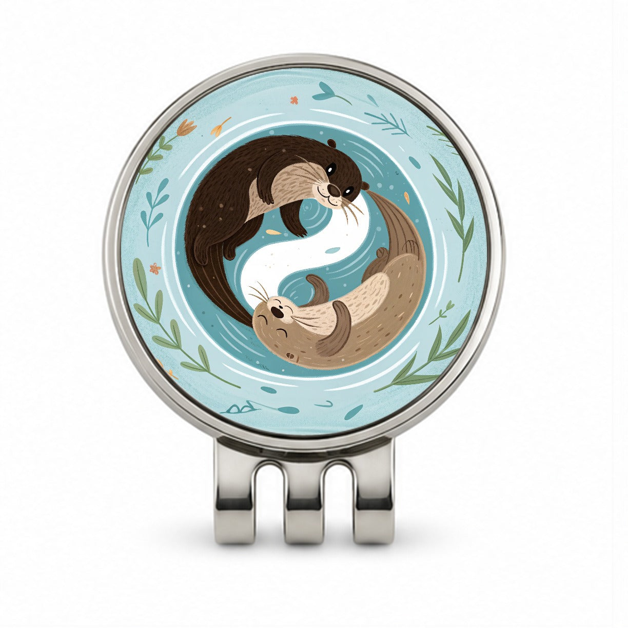 Two Otters Yin Yang Golf Hat Clip with Ball Marker