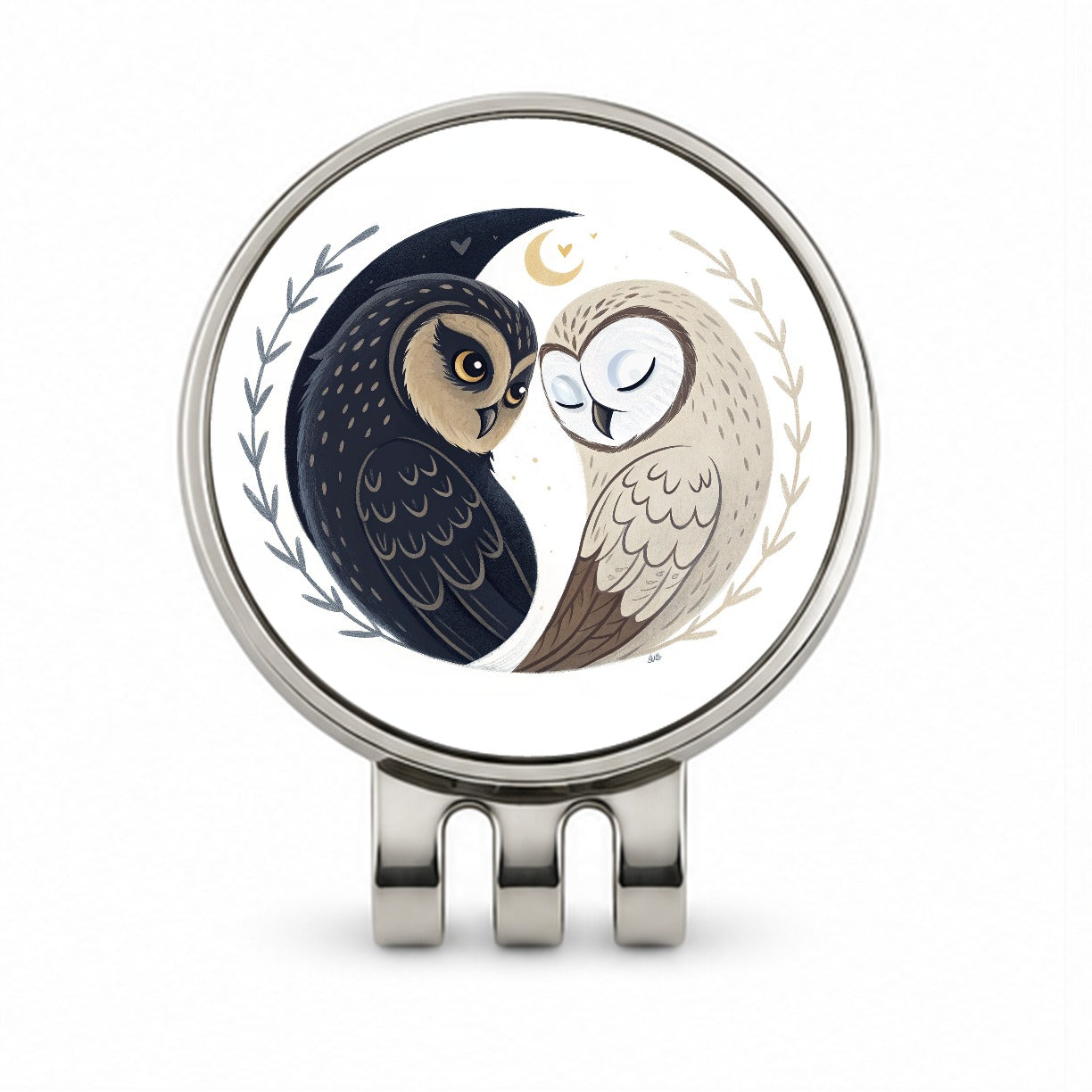 Two Owls Yin Yang Golf Hat Clip with Ball Marker