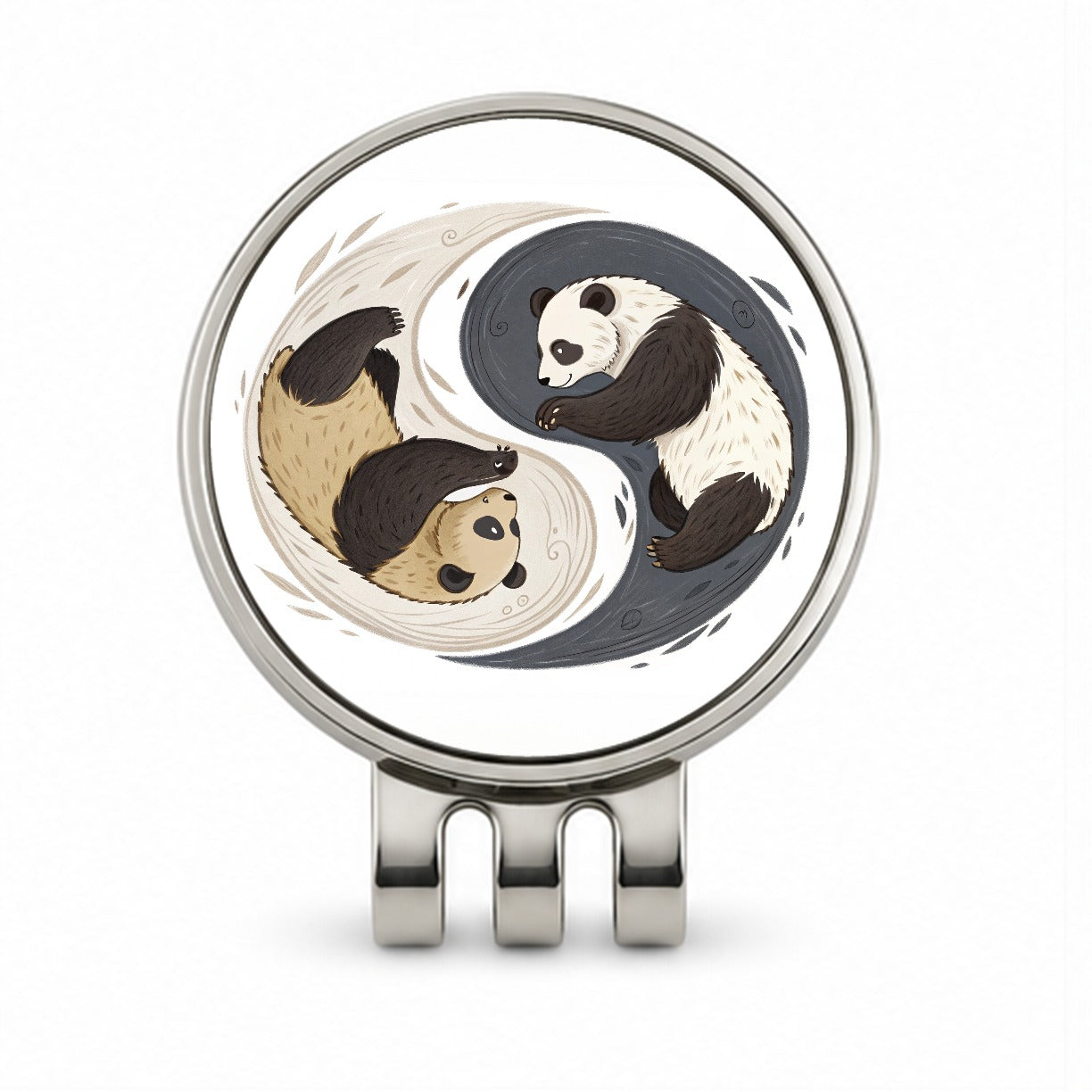 Two Pandas Yin Yang Golf Hat Clip with Ball Marker