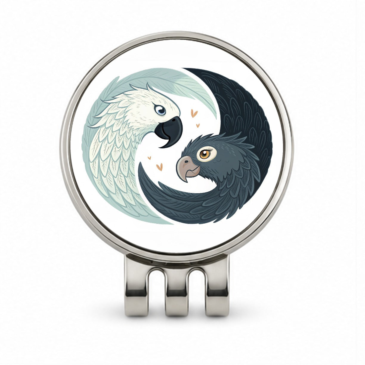 Two Parrots Yin Yang Sweet Golf Hat Clip with Ball Marker