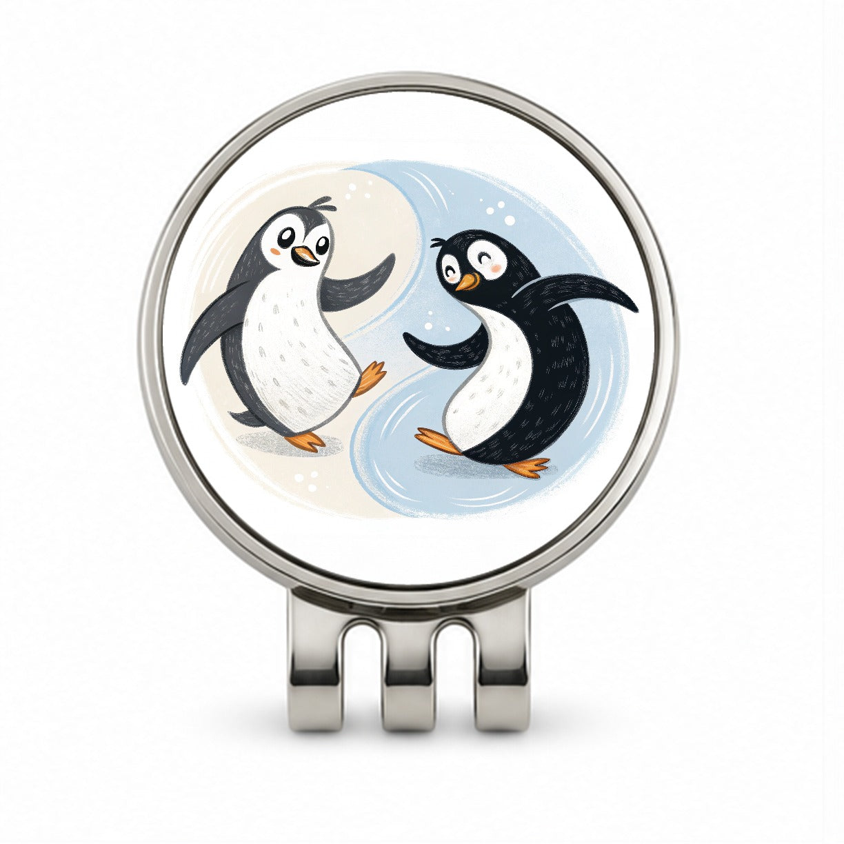 Two Penguins Yin Yang Cute Golf Hat Clip with Ball Marker