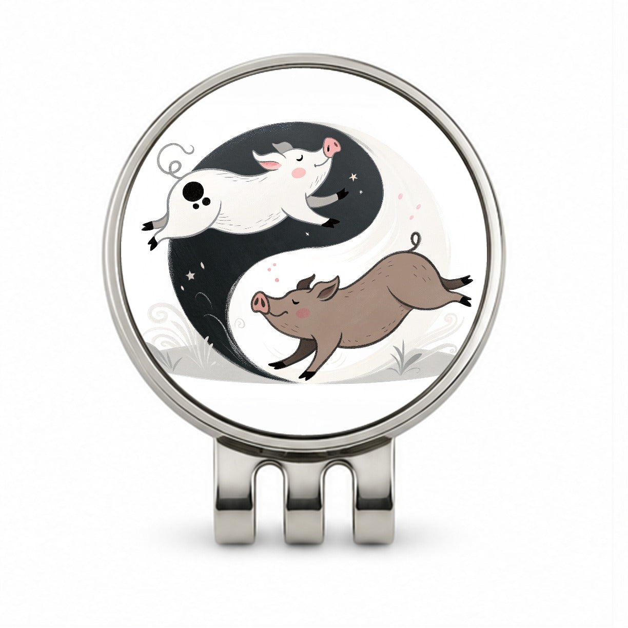 Two Pigs Yin Yang Golf Hat Clip with Ball Marker