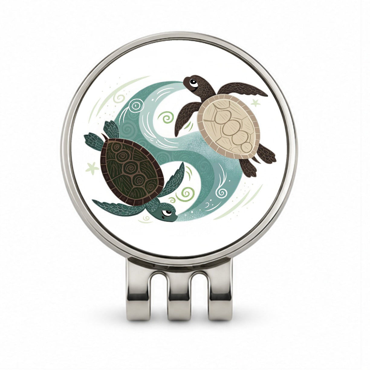 Two Turtles Yin Yang Golf Hat Clip with Ball Marker